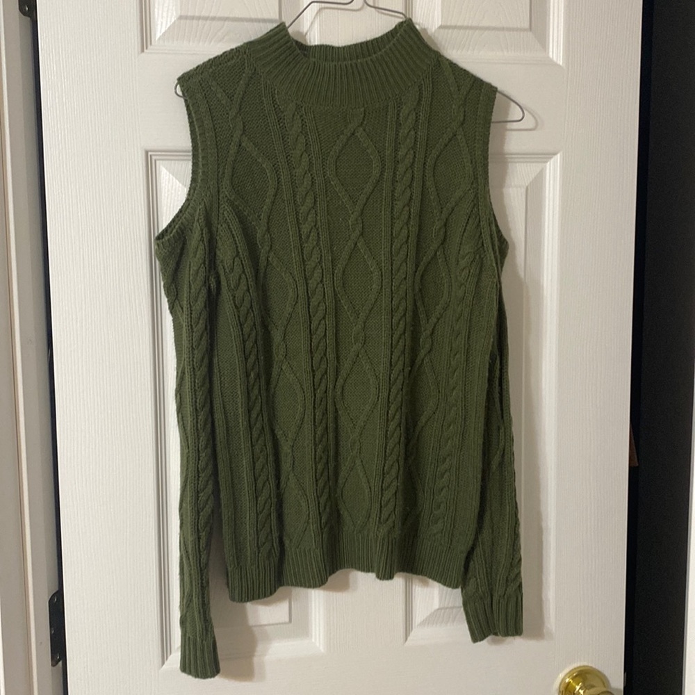 Old shoulder olive green sweater